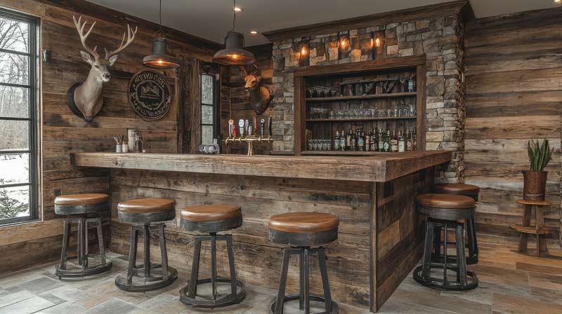 bar in a hunting lodge